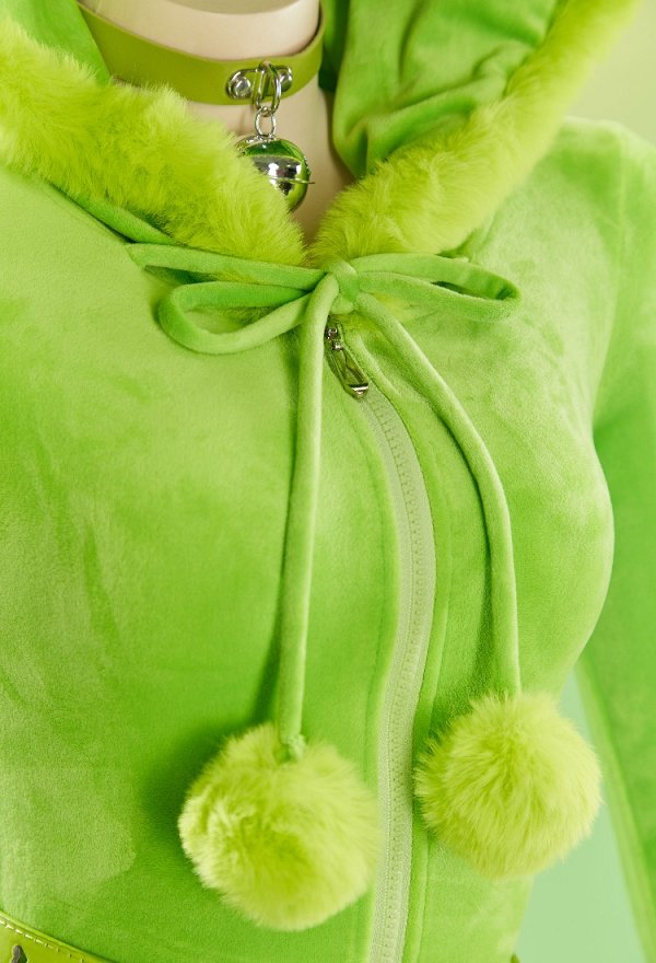 Cute Monster Sexy Cosplay Costume Plush Romper Halloween Hooded Bodysuit with Belt and Thigh-high Stockings