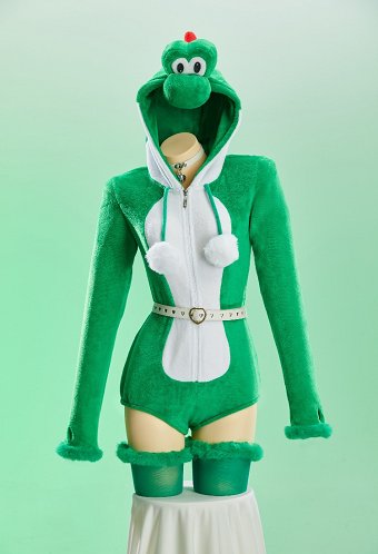 Sexy Cosplay Costume Plush Romper Hooded Bodysuit with Belt and Tail