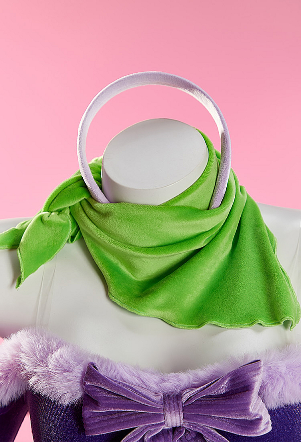 Halloween Sexy Costume Purple Off-the-shoulder Dress with Furry Scarf and Headband