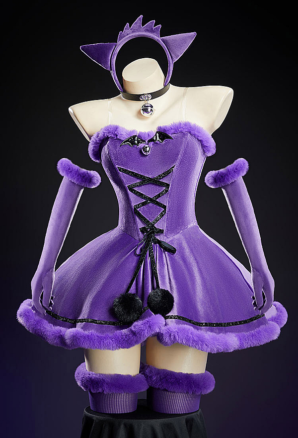 Cute Monster Plush Dress Suit Furry Christmas Dress with Headpiece and Tail