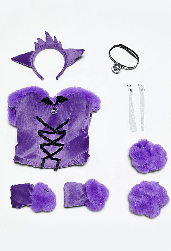 Cute Monster Plush Dress Suit Furry Christmas Dress with Headpiece and Tail