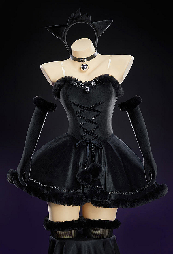 Cute Monster Plush Dress Suit Furry Christmas Dress with Headpiece and Tail