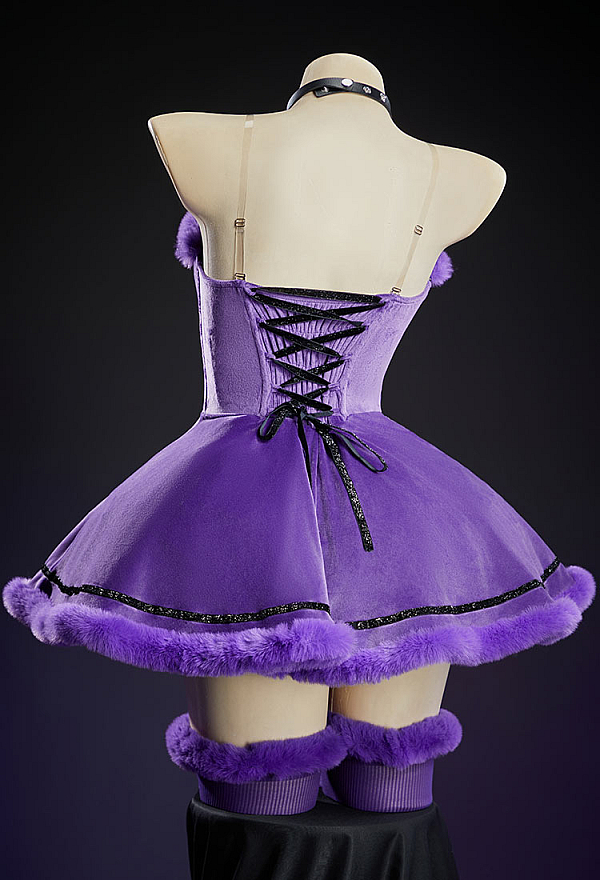 Cute Monster Plush Dress Suit Furry Christmas Dress with Headpiece and Tail