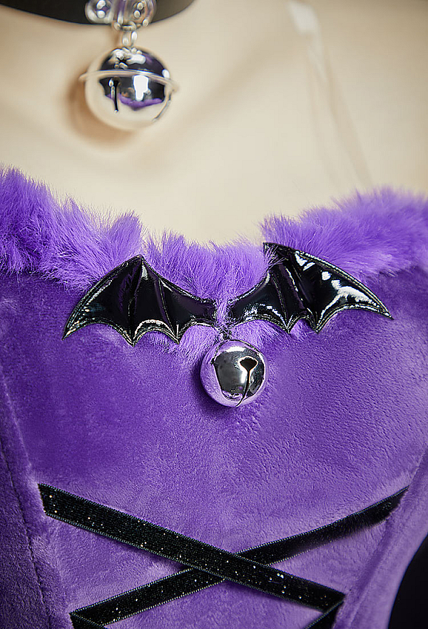 Cute Monster Plush Dress Suit Furry Christmas Dress with Headpiece and Tail