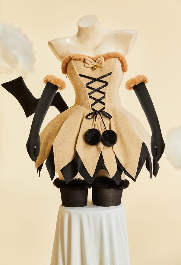 Cute Monster Winter Christmas Plush Sexy Cosplay Costume Strapless Dress with Cape and Gloves Cute Monster Winter Christmas Plush Sexy Cosplay Costume Strapless Dress with Cape and Gloves
