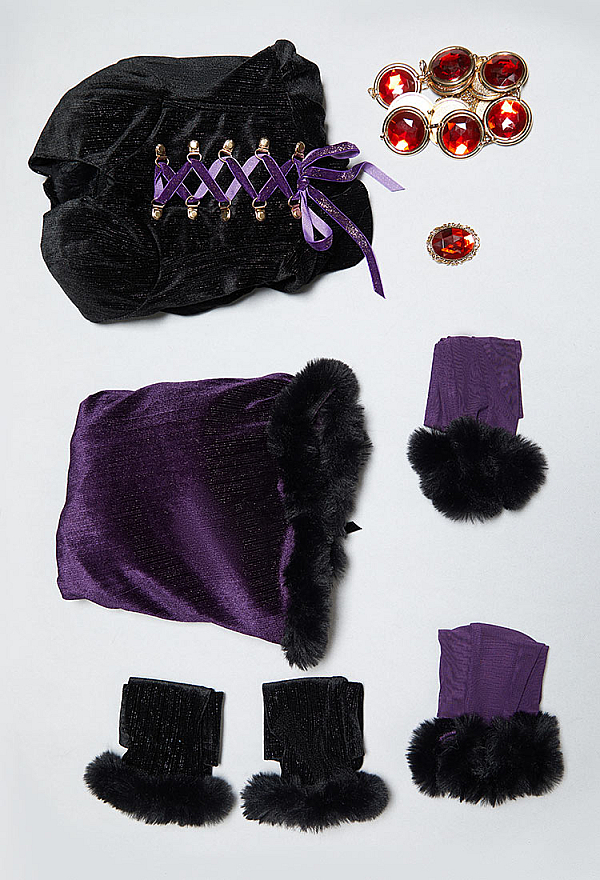 Love Healer Purple Plush Suit Winter Velvet Halter Dress with Hooded Cape and Sleeves