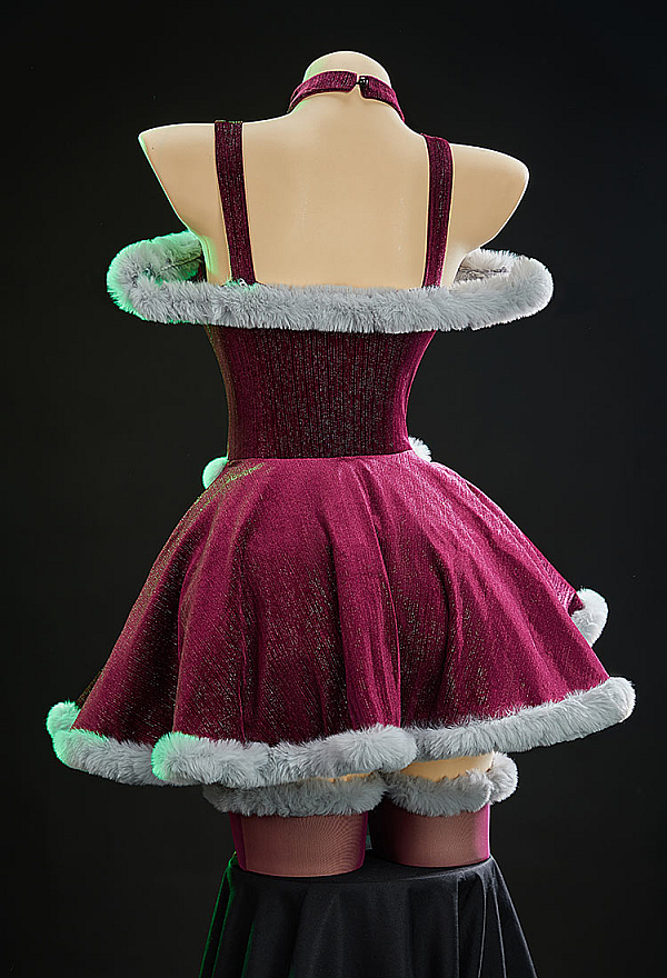 Cosmic Queen Winter Christmas Plush Outfit Suspender Velvet Dress with Cape and Stockings Cosmic Queen Winter Christmas Plush Outfit Suspender Velvet Dress with Cape and Stockings