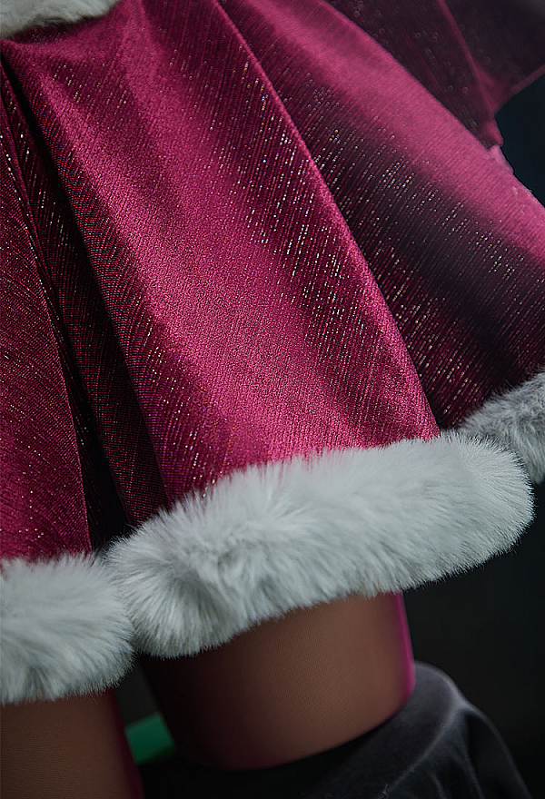 Cosmic Queen Winter Christmas Plush Outfit Suspender Velvet Dress with Cape and Stockings Cosmic Queen Winter Christmas Plush Outfit Suspender Velvet Dress with Cape and Stockings