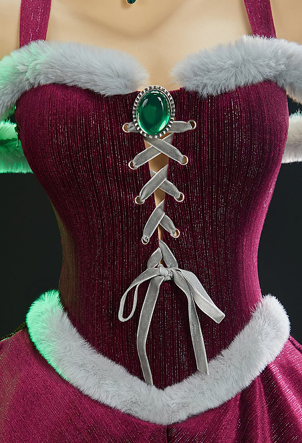 Cosmic Queen Winter Christmas Plush Outfit Suspender Velvet Dress with Cape and Stockings Cosmic Queen Winter Christmas Plush Outfit Suspender Velvet Dress with Cape and Stockings
