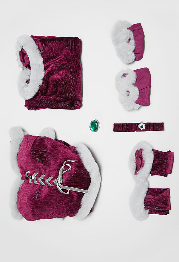 Cosmic Queen Winter Christmas Plush Outfit Suspender Velvet Dress with Cape and Stockings Cosmic Queen Winter Christmas Plush Outfit Suspender Velvet Dress with Cape and Stockings