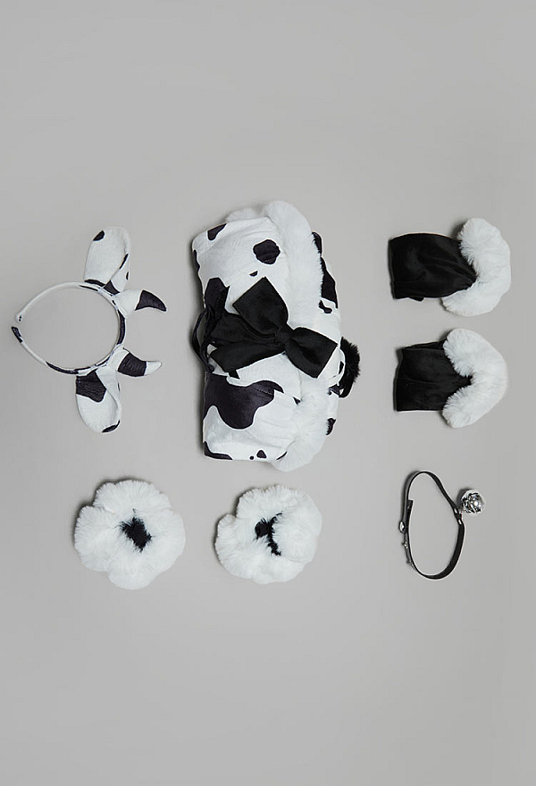 Sexy Cow Pattern Plush Outfit Strapless Dress with Gloves and Headband Sexy Cow Pattern Plush Outfit Strapless Dress with Gloves and Headband