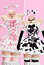 Sexy Cow Pattern Plush Outfit Strapless Dress with Gloves and Headband