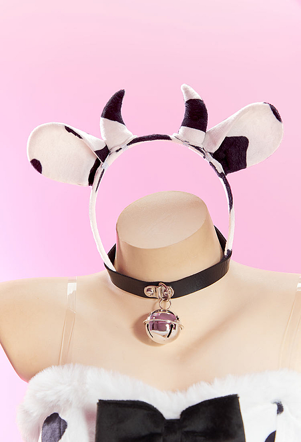 Sexy Cow Pattern Plush Outfit Strapless Dress with Gloves and Headband Sexy Cow Pattern Plush Outfit Strapless Dress with Gloves and Headband