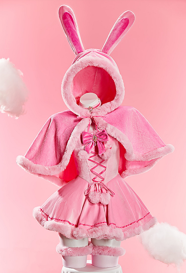 Bunny Girl Christmas Plush Outfit Set Strapless Dress with Cape and Thigh-high Stockings Bunny Girl Christmas Plush Outfit Set Strapless Dress with Cape and Thigh-high Stockings