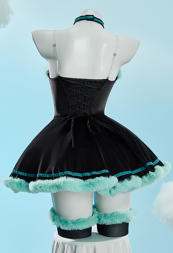 Bunny Girl Christmas Plush Outfit Set Strapless Dress with Cape and Thigh-high Stockings Bunny Girl Christmas Plush Outfit Set Strapless Dress with Cape and Thigh-high Stockings