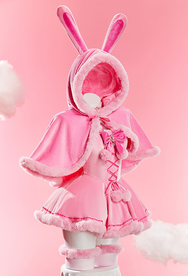 Bunny Girl Christmas Plush Outfit Set Strapless Dress with Cape and Thigh-high Stockings Bunny Girl Christmas Plush Outfit Set Strapless Dress with Cape and Thigh-high Stockings