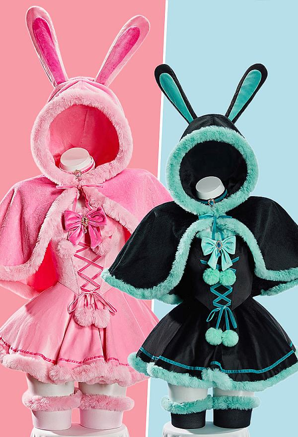 Bunny Girl Christmas Plush Outfit Set Strapless Dress with Cape and Thigh-high Stockings Bunny Girl Christmas Plush Outfit Set Strapless Dress with Cape and Thigh-high Stockings