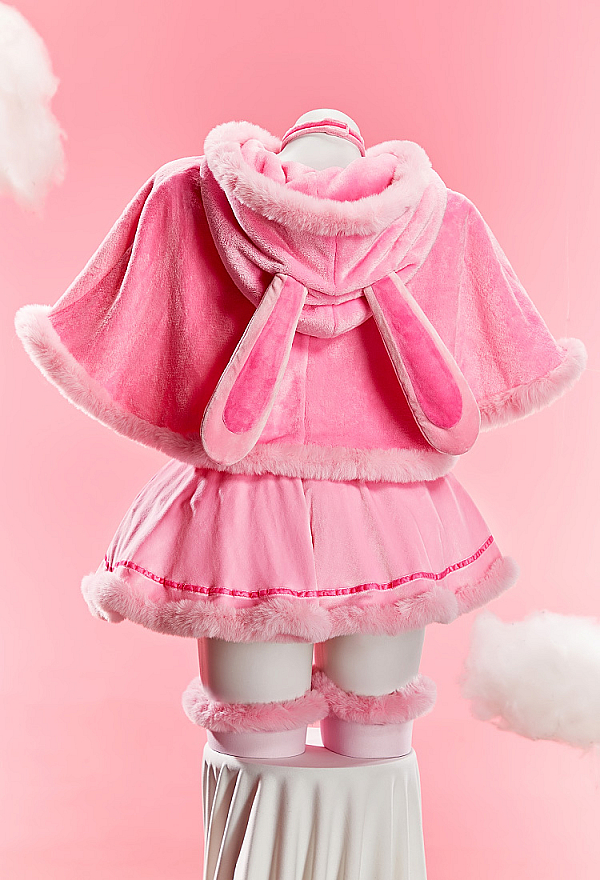 Bunny Girl Christmas Plush Outfit Set Strapless Dress with Cape and Thigh-high Stockings Bunny Girl Christmas Plush Outfit Set Strapless Dress with Cape and Thigh-high Stockings