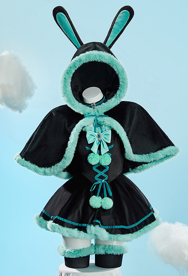 Bunny Girl Christmas Plush Outfit Set Strapless Dress with Cape and Thigh-high Stockings Bunny Girl Christmas Plush Outfit Set Strapless Dress with Cape and Thigh-high Stockings