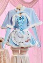 Vengeance in Wonderland Sexy Blue Plush Winter Outfit Strapless Dress with Cape and Apron