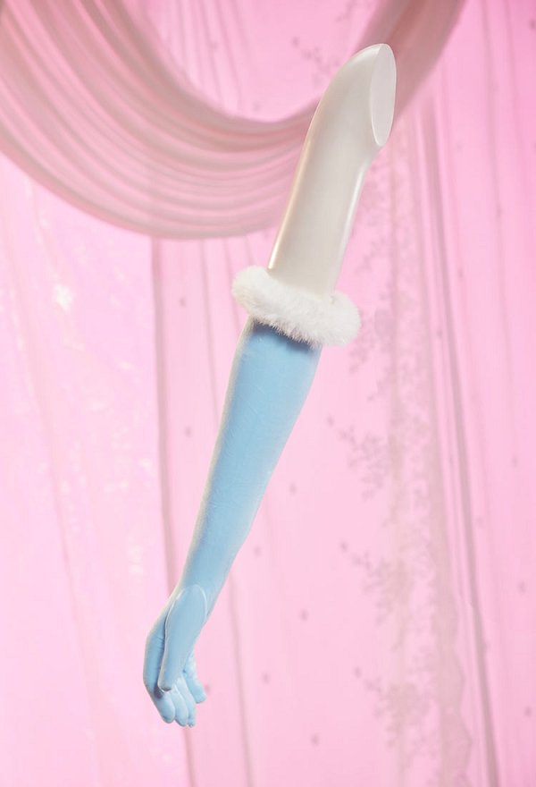 Vengeance in Wonderland Sexy Blue Plush Winter Outfit Strapless Dress with Cape and Apron
