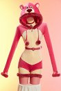 Plush Homewear Romper Hooded Bodysuit with Belt and Stockings