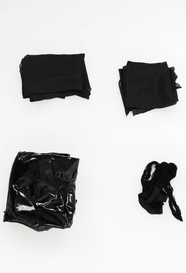 Black Pentagram Gothic Black PU Leather Sexy Lingerie with Sleeves and Pantyhose