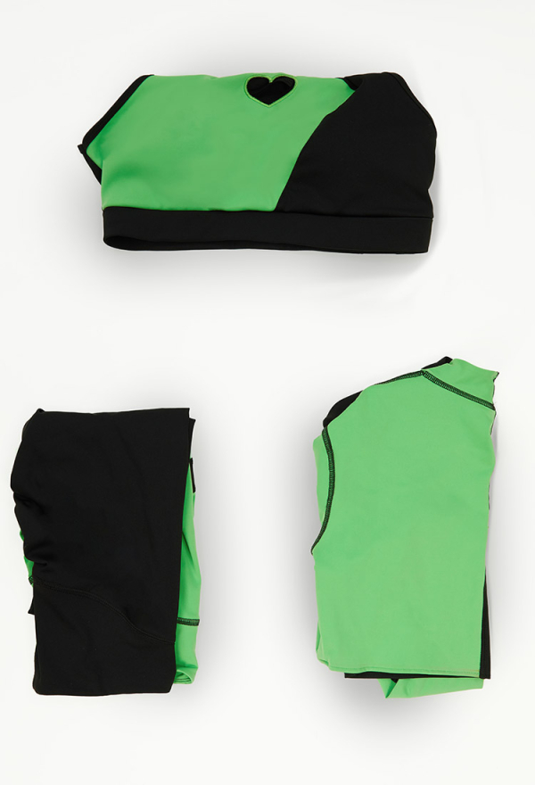 Green Menace Yoga Wear Green Black Sportswear Top and Leggings with Jacket