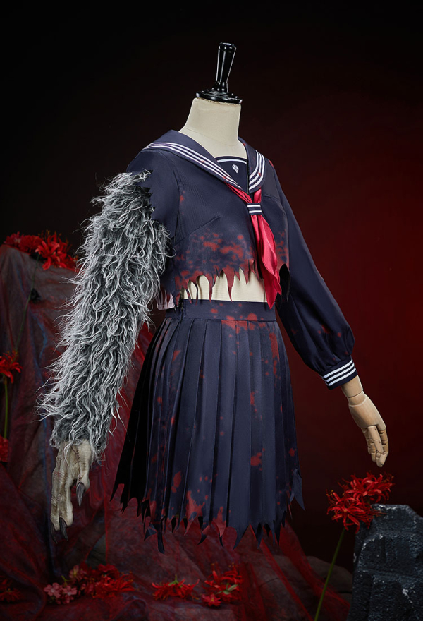 Cosplay Costume Animalized Printed JK Uniform Set Top Half Skirt with Gloves and Socks