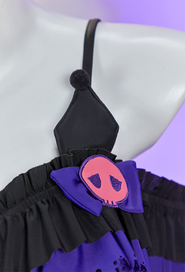 Anime Doll Derivative One-piece Swimsuit Cute Ruffled Halter Bathing Suit and Headband