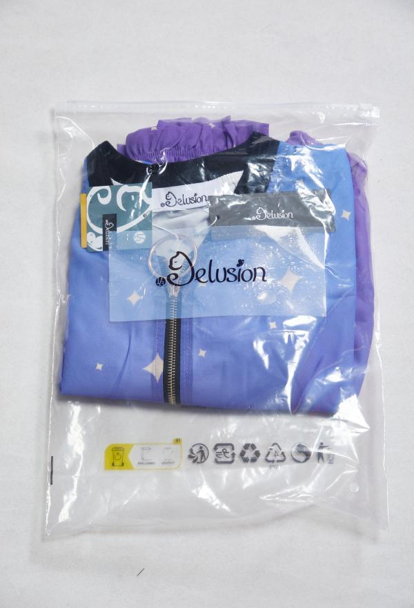 1/3 Delusion Chiffon Coat with Star Prints Blue Purple Gradient Beach Jacket Zip Up Style