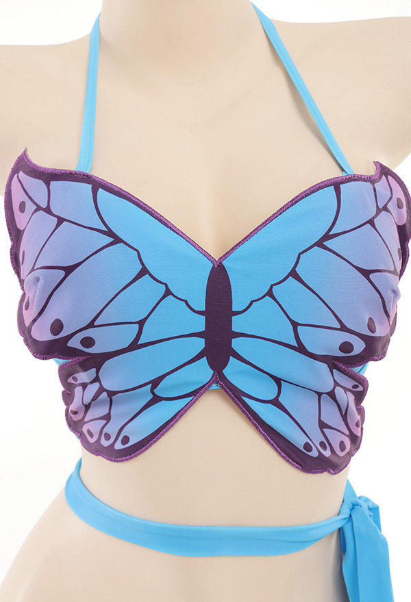 Fairy Kisses Pastel Women Butterfly Halter String Top and Bottom Bikini Set with Cover Up Fairy Kisses Pastel Women Butterfly Halter String Top and Bottom Bikini Set with Cover Up