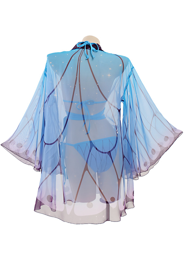 Fairy Kisses Pastel Women Butterfly Halter String Top and Bottom Bikini Set with Cover Up Fairy Kisses Pastel Women Butterfly Halter String Top and Bottom Bikini Set with Cover Up
