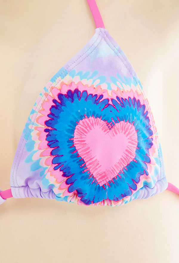 Enchanted Women Pastel Goth Tie-Dye Triangle Top and Lace-Up Bottom Bikini Set with Cover Up Enchanted Women Pastel Goth Tie-Dye Triangle Top and Lace-Up Bottom Bikini Set with Cover Up