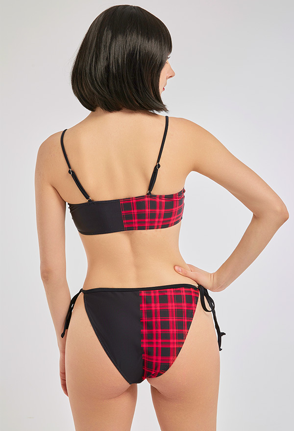 Bloody Moon Punk Gothic Swimsuit Color Contrast Skull Print Lace-up Bikini Set Bloody Moon Punk Gothic Swimsuit Color Contrast Skull Print Lace-up Bikini Set