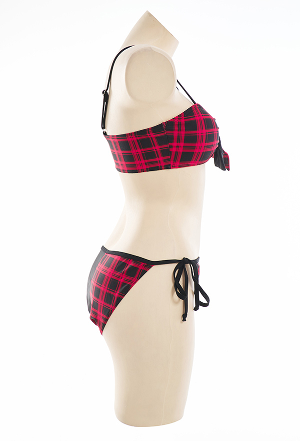 Bloody Moon Punk Gothic Swimsuit Color Contrast Skull Print Lace-up Bikini Set Bloody Moon Punk Gothic Swimsuit Color Contrast Skull Print Lace-up Bikini Set