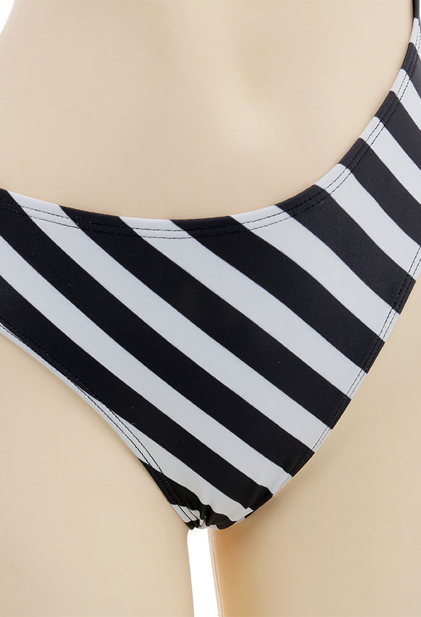 Dive In Gothic Black and White Stripe Cutout One-Piece Bathing Suit with Sarong Skirt Dive In Gothic Black and White Stripe Cutout One-Piece Bathing Suit with Sarong Skirt