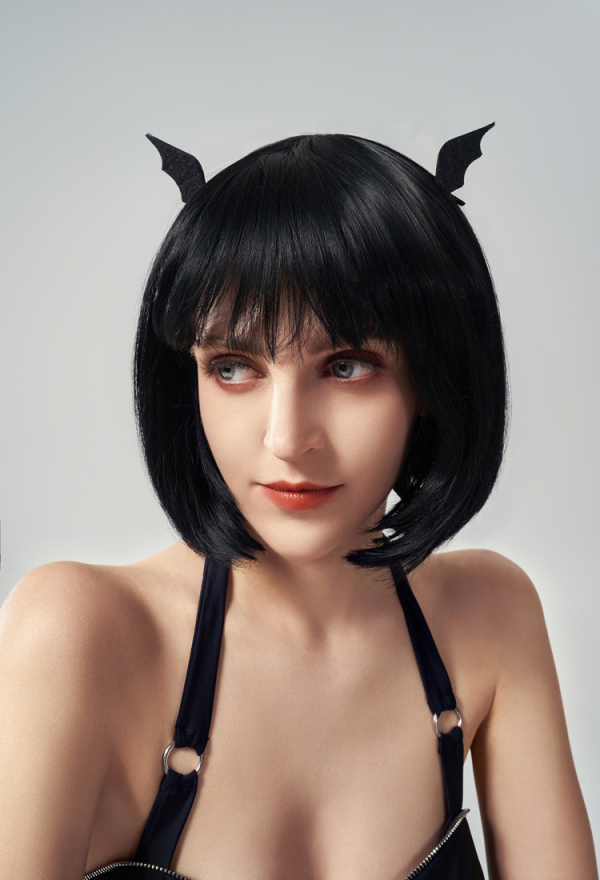 Devil Reign Gothic Black Bat Cross Strap Halter Bikini Set with Cover-up