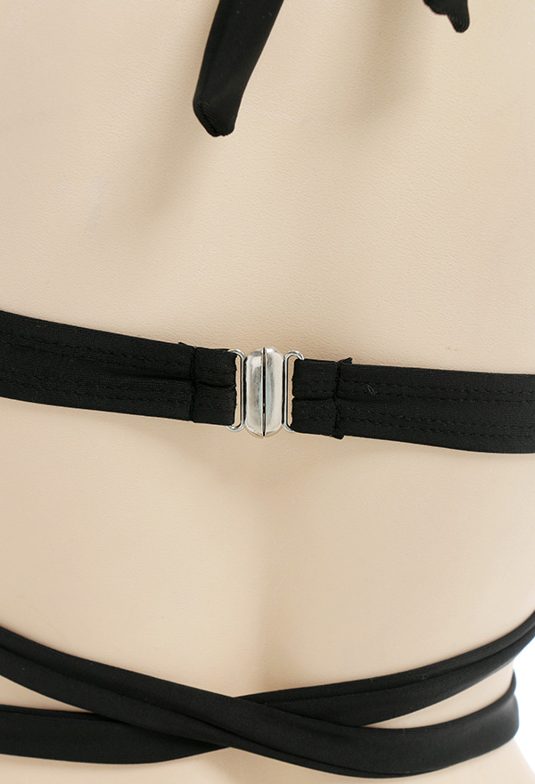 Devil Reign Gothic Black Bat Cross Strap Halter Bikini Set with Cover-up