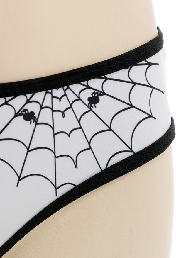 Ice Whisky Gothic Devil Spider Print String Top and Bottom Bikini Set with Coverup Ice Whisky Gothic Devil Spider Print String Top and Bottom Bikini Set with Coverup