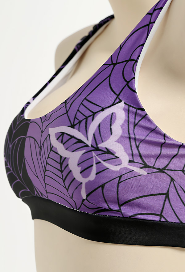 Moonlight Gothic Black Pastel Spiderweb Butterfly Print Two-Piece Swimsuit