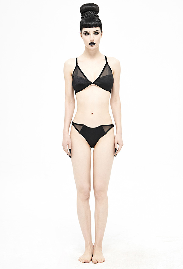 Devil Fashion Bat Style Gothic Black Mesh Triangle String Low Waist Bikini Set Devil Fashion Bat Style Gothic Black Mesh Triangle String Low Waist Bikini Set