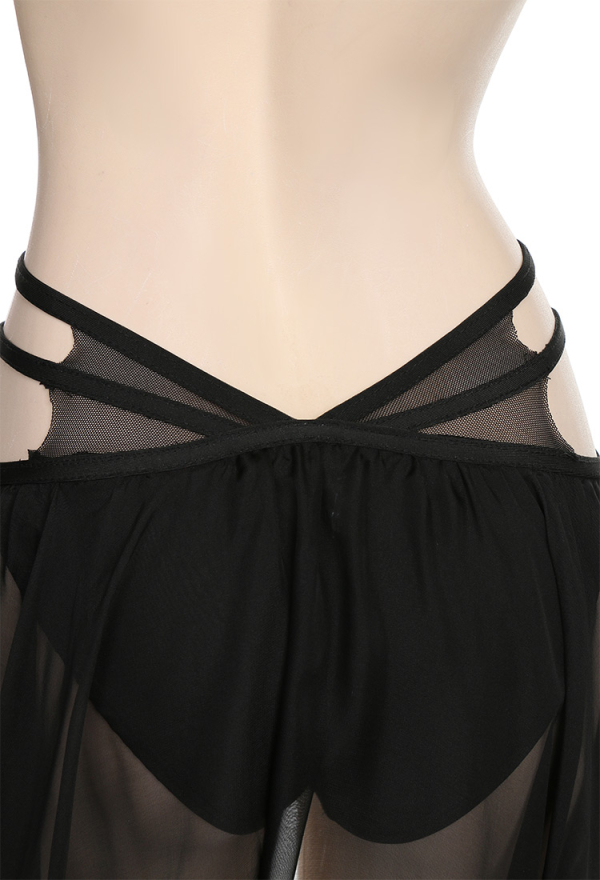 Night Spinner Black Hexagram Gothic Black Halter Neck Two-Piece Swimsuit