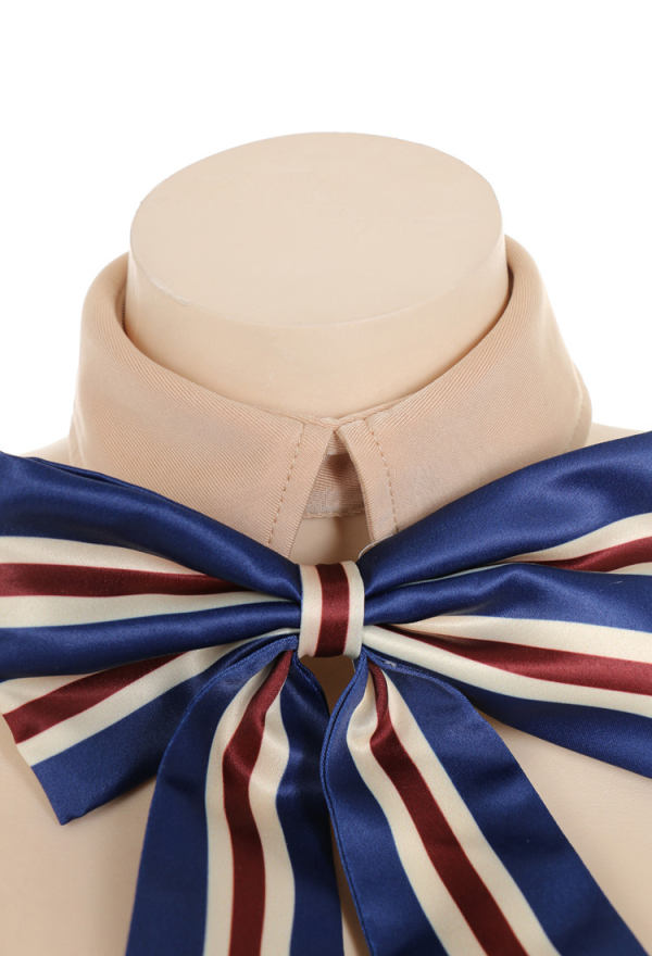 Robot Megan Beige Skirt One-Piece Swimsuit with Bow Collar And Panty