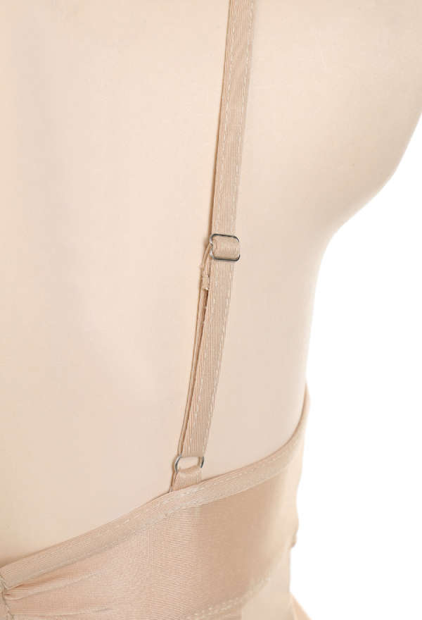Robot Megan Beige Skirt One-Piece Swimsuit with Bow Collar And Panty