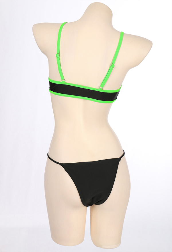 Summer Reign Women Dark Gothic Black Green Sexy Cross Print Cheeky Bikini Set Summer Reign Women Dark Gothic Black Green Sexy Cross Print Cheeky Bikini Set