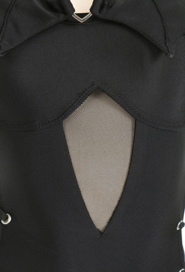 Devil Tail Gothic Black Halter Neck Cutout One-Piece Swimsuit Devil Tail Gothic Black Halter Neck Cutout One-Piece Swimsuit