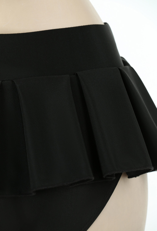 Dark Heart Gothic Black Heart Shaped Ring Decoration Mini Skirt Two-Piece Swimsuit with Microskirt