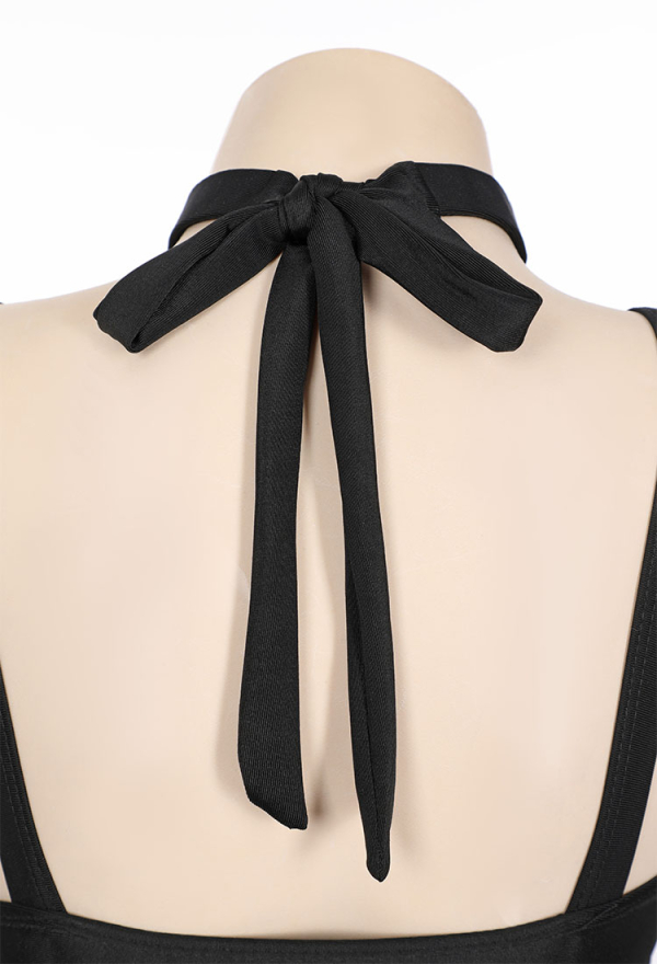 Evening Evelynn Gothic Swimsuit Black Bodysuit with Choker Evening Evelynn Gothic Swimsuit Black Bodysuit with Choker