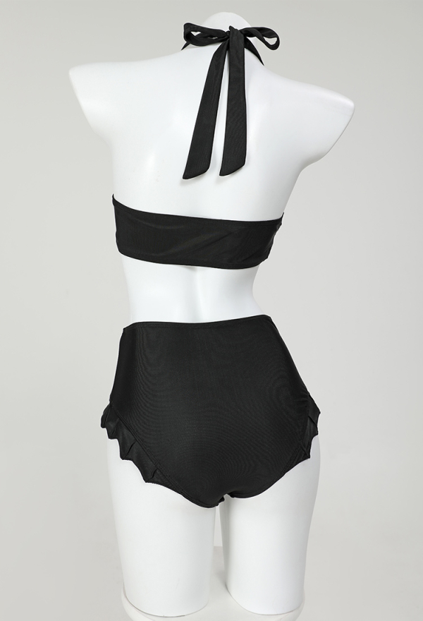 Gothic Vintage Black Two-Piece Swimsuit Bat Wing Halter Top and Bottoms Bikini Set Bathing Suit Gothic Vintage Black Two-Piece Swimsuit Bat Wing Halter Top and Bottoms Bikini Set Bathing Suit